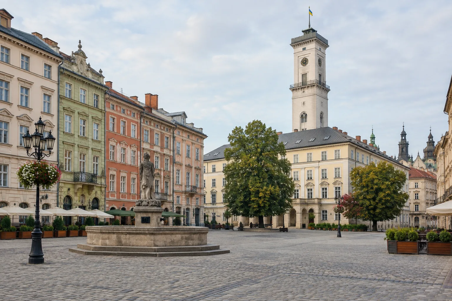 Площа Ринок із ратушею та історичними будівлями