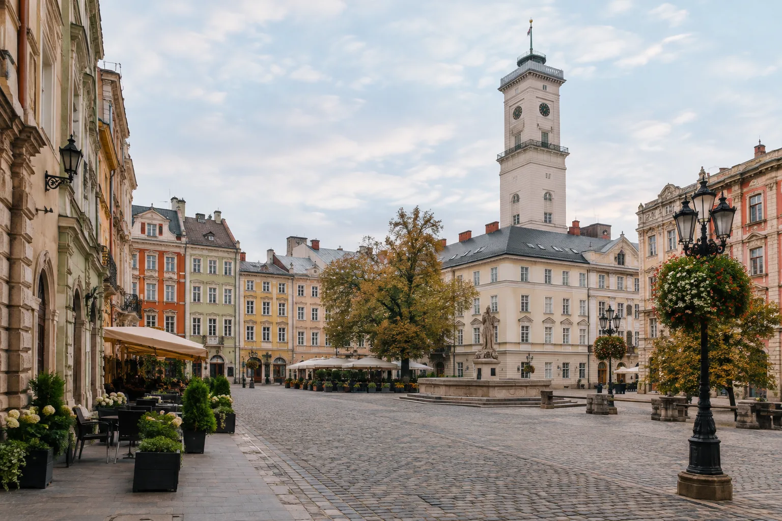 Площа Ринок із ратушею та історичними будівлями